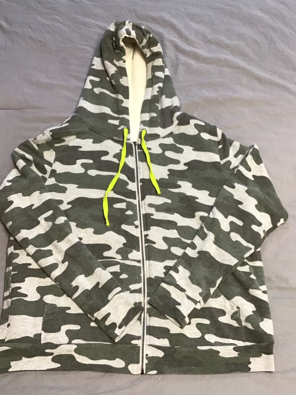 Kids Camo Zip-Up Hoodie in Olive Green